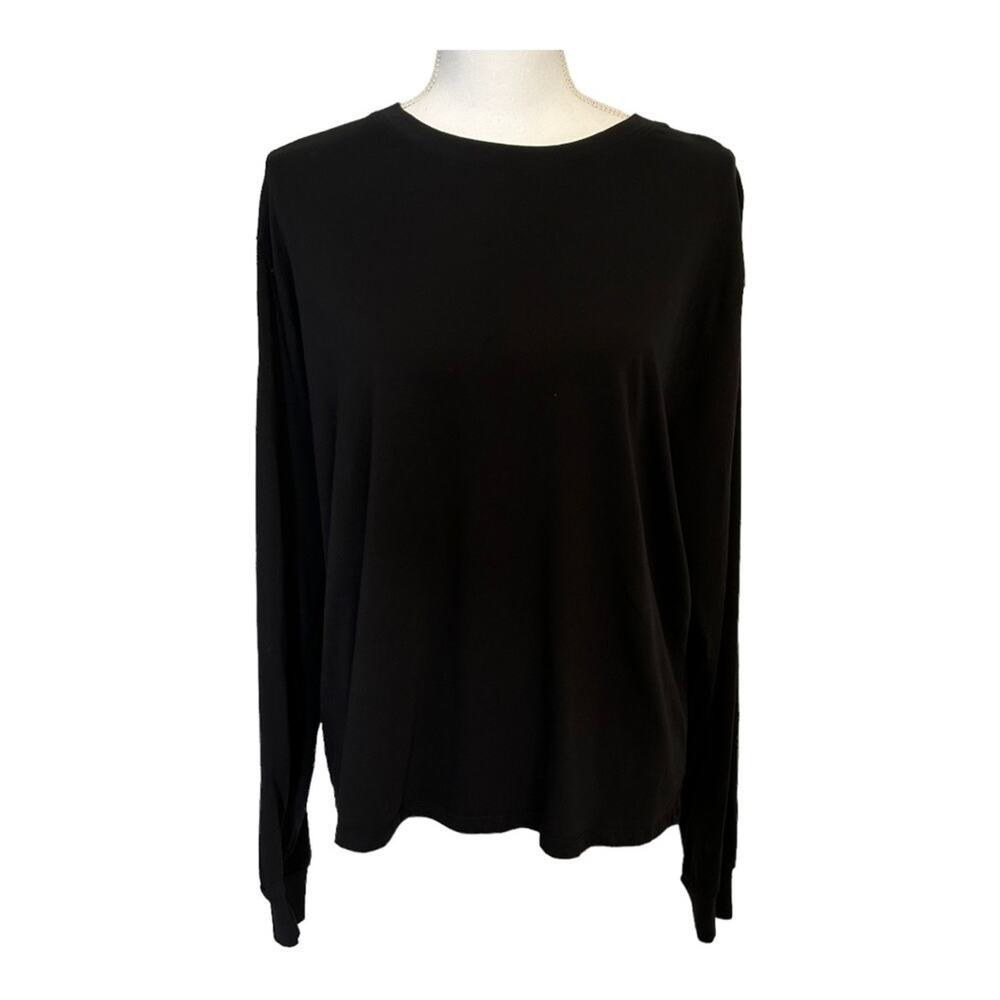 Outdoor Voices Long Sleeve Shirt Cotton Solid Black Workout Athletic Large